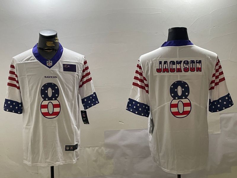 Men Baltimore Ravens #8 Jackson White National Flag 2024 Nike Limited NFL Jersey style 1->philadelphia eagles->NFL Jersey